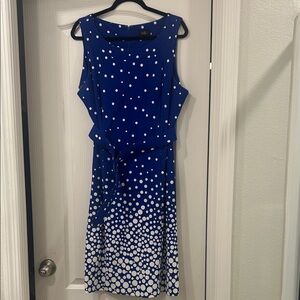 INC International Concepts Royal Blue and White Polka Dot Midi Dress